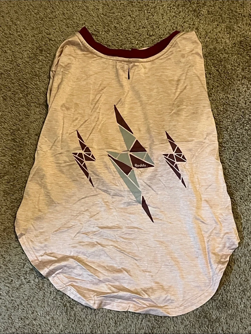 Reddy Light Pink Dog Tank with Geometric Print and Maroon Trim